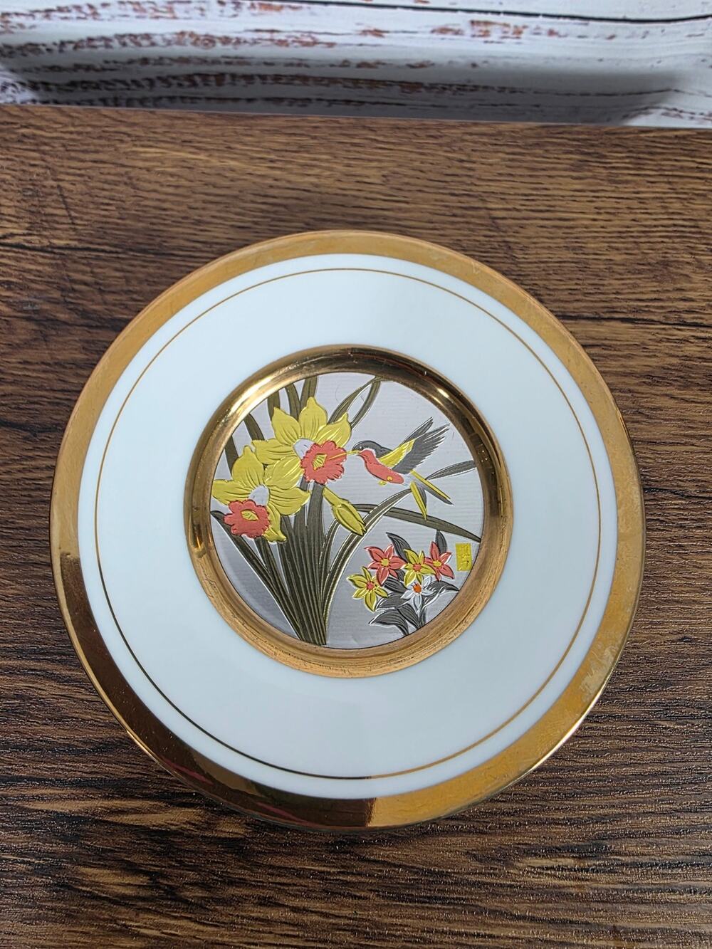 VTG Art of Chokin Decorative Plate Made In Japan- Gold Trim Floral Design